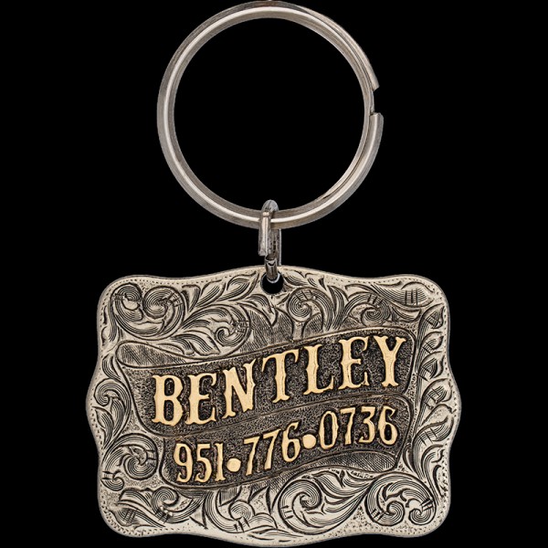 Introducing Bentley Custom Dog Tag! Crafted from a robust German silver base, showcasing bold jeweler's bronze letters. Keep your furry friend's style as sharp as their bark. Order now!